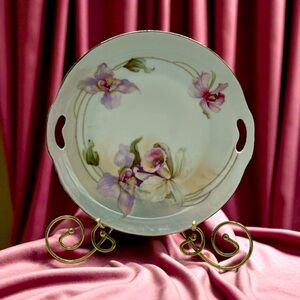 1902 Antique Prov‎ Saxe E.S. Germany Orchid 10" Hand - Painted Serving Plate